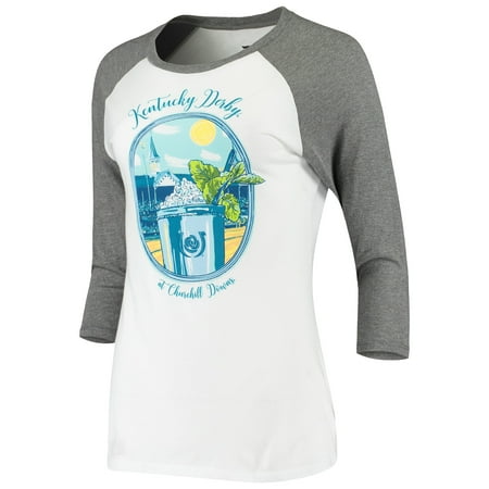 Officially Licensed Womens Kentucky Derby 3//4 Sleeve Rose Crew Neck Top